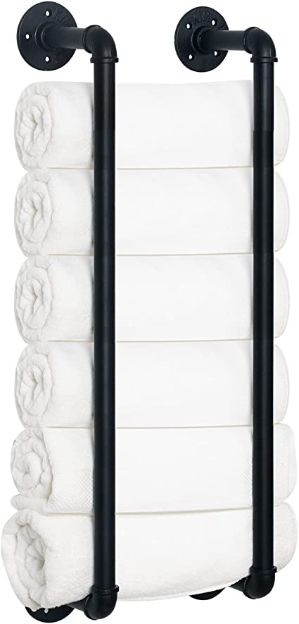 Wood Hook Towel Rack - Decorative Towel Cut Out Letters with 5 Dual-Hooks