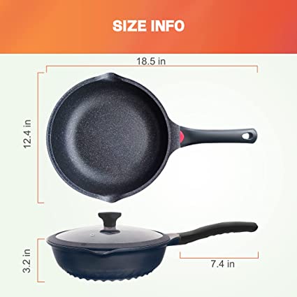SENSARTE Nonstick Deep Frying Pan Skillet, 10-Inch Saute Pan with Lid,  Stay-Cool