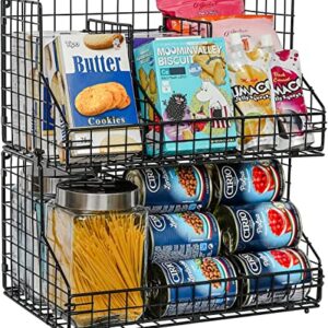 SANNO Wire Metal Basket Bin, Stackable Storage Baskets, Cubby Bins for  Food, Kitchen, Home, Pantry Snack, Vegetable, Laundry Room, Office,  Farmhouse