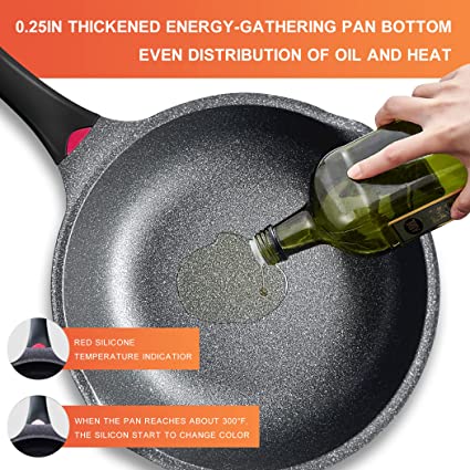 SENSARTE Nonstick Deep Frying Pan Skillet, 10-inch Saute Pan with